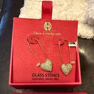 House of Harlow 1960 sparkly Heart Drop Earrings